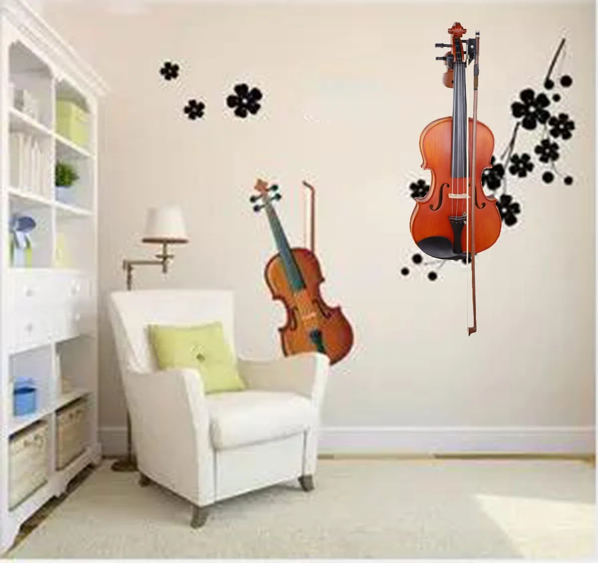 Support mural pour violon - En acajou - Avec crochet pour archet - Pour la maison et le studio