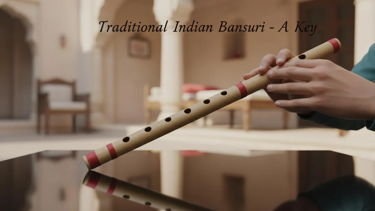 Flûte Indienne Bansuri en Bambou - Cadeau d'Anniversaire Unique 43,2 cm - Clé A en Bois - Flûte à Vent Traditionnelle Fabriquée à la Main