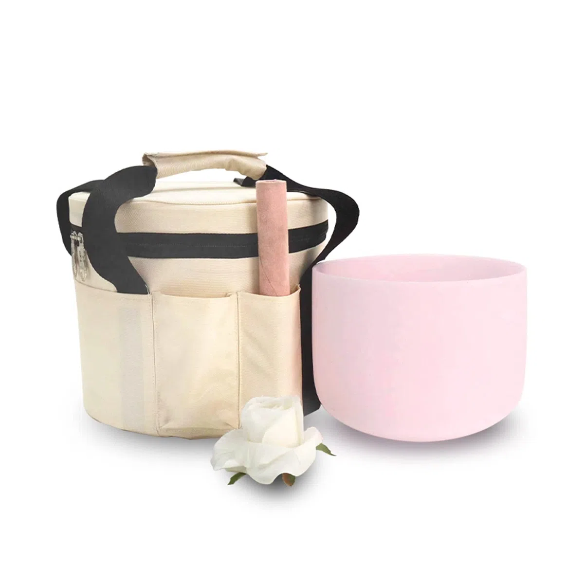 Bol Chantant en Cristal de Quartz Rose de 13 Pouces for la méditation sonore du Yoga