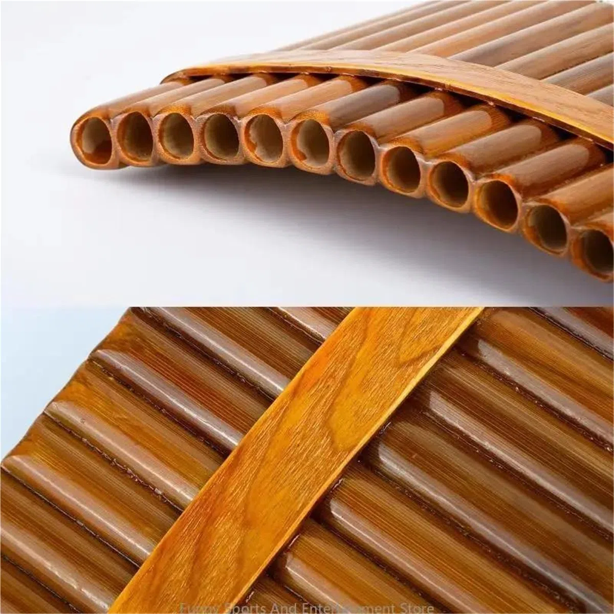 Flûte Pan Professionnels 15 Tubes G Key Panpipes Instrument Marron Naturel