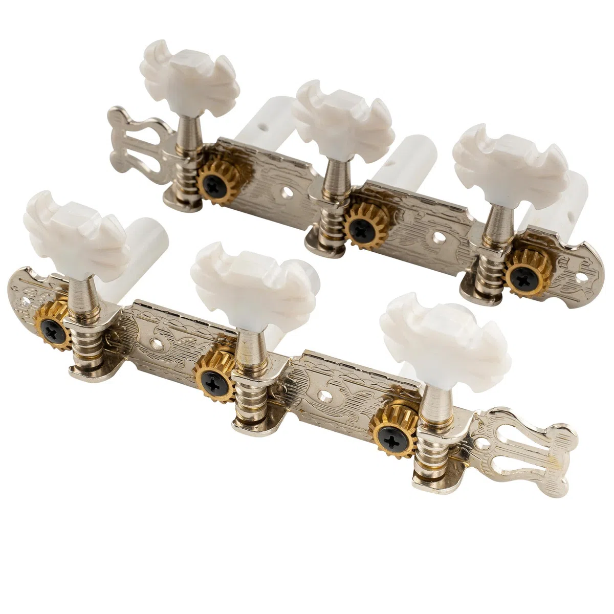 Musiclily Pro Mécaniques 3x3 Style Lyra pour Guitare Classique, Nickel Deux Plaques