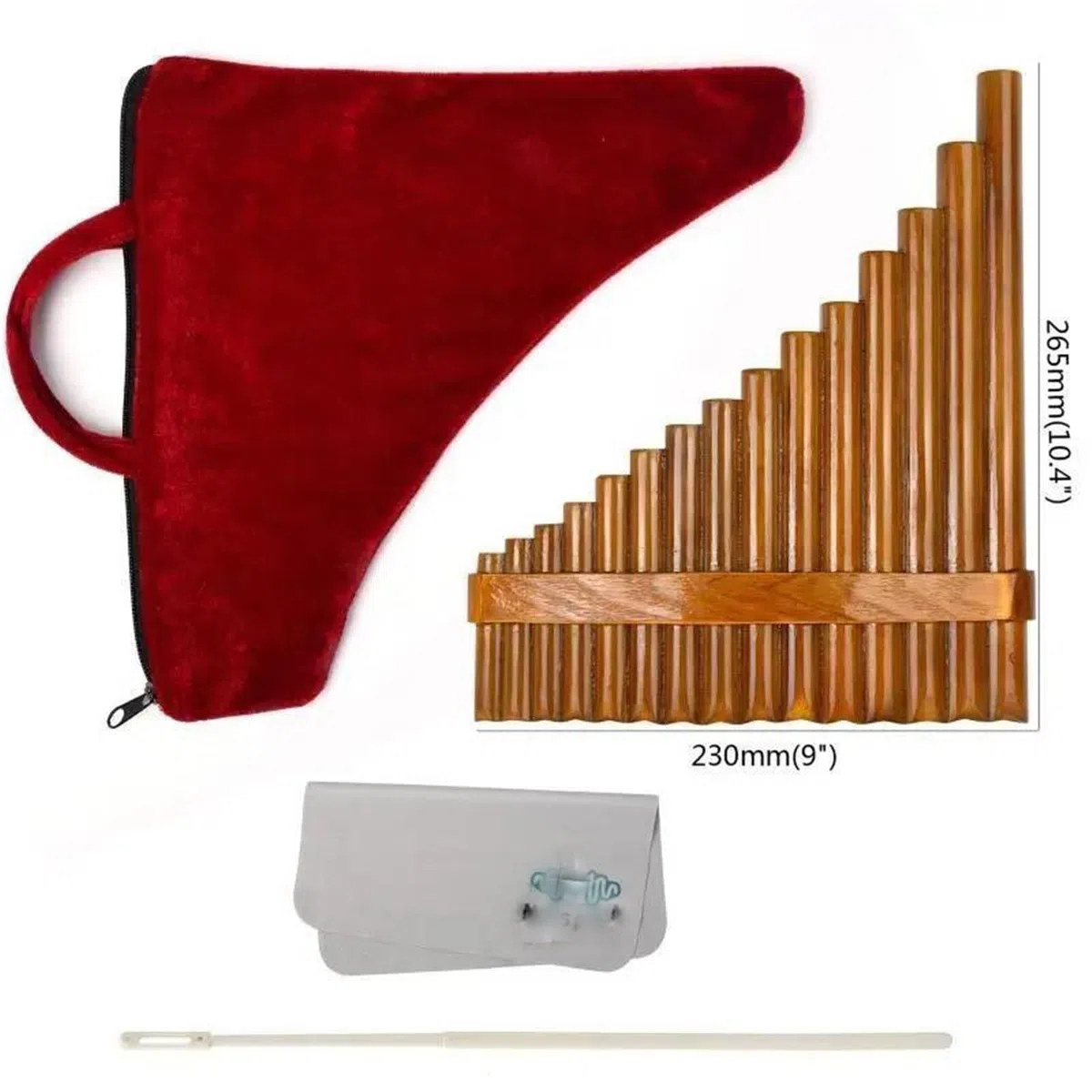 Flûte Pan Professionnels 15 Tubes G Key Panpipes Instrument Marron Naturel