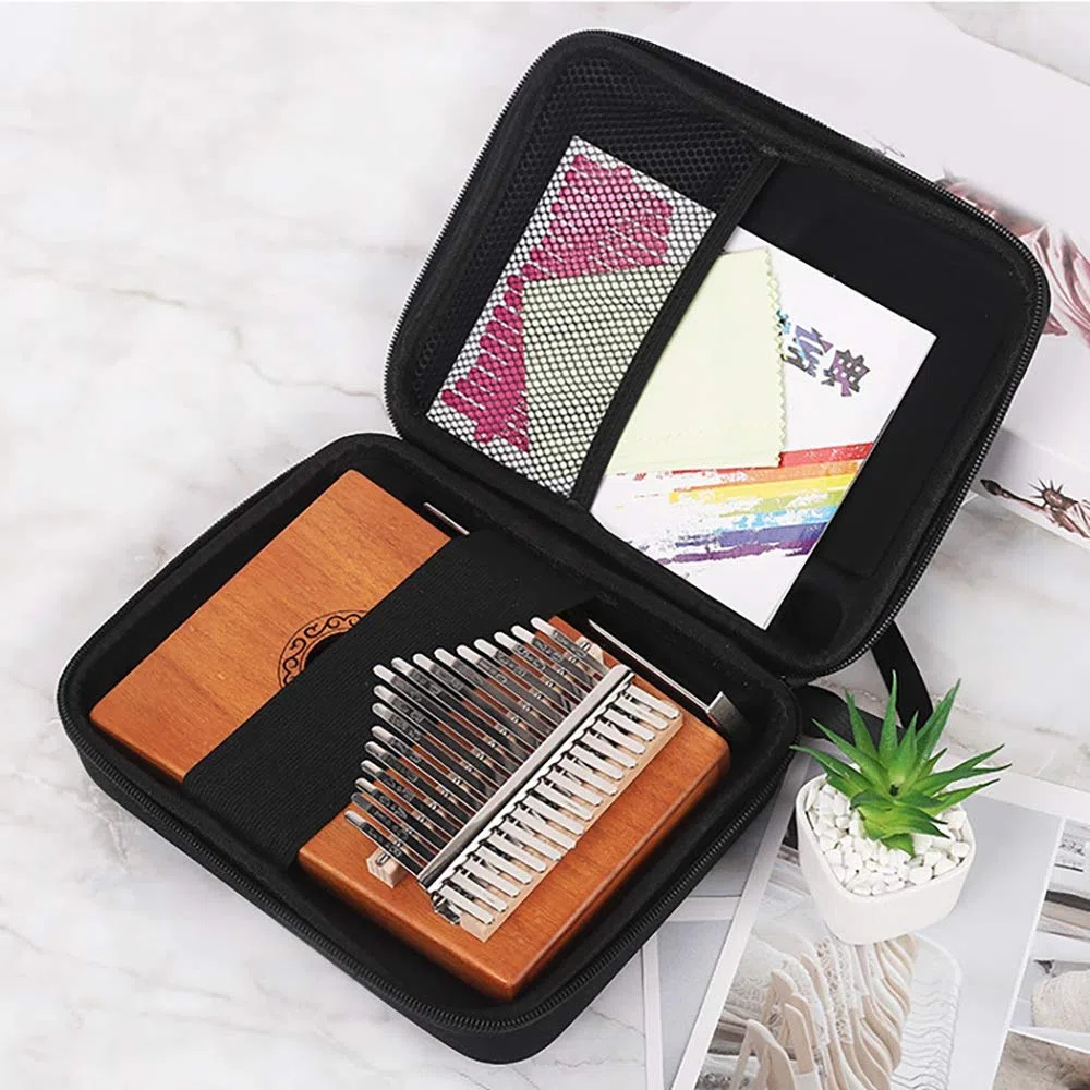 17 Touches Kalimba éTui Pouce Piano BoîTe Sac RéSistant à L'Eau Antichoc Percussion Clavier Instruments de Musique Partie