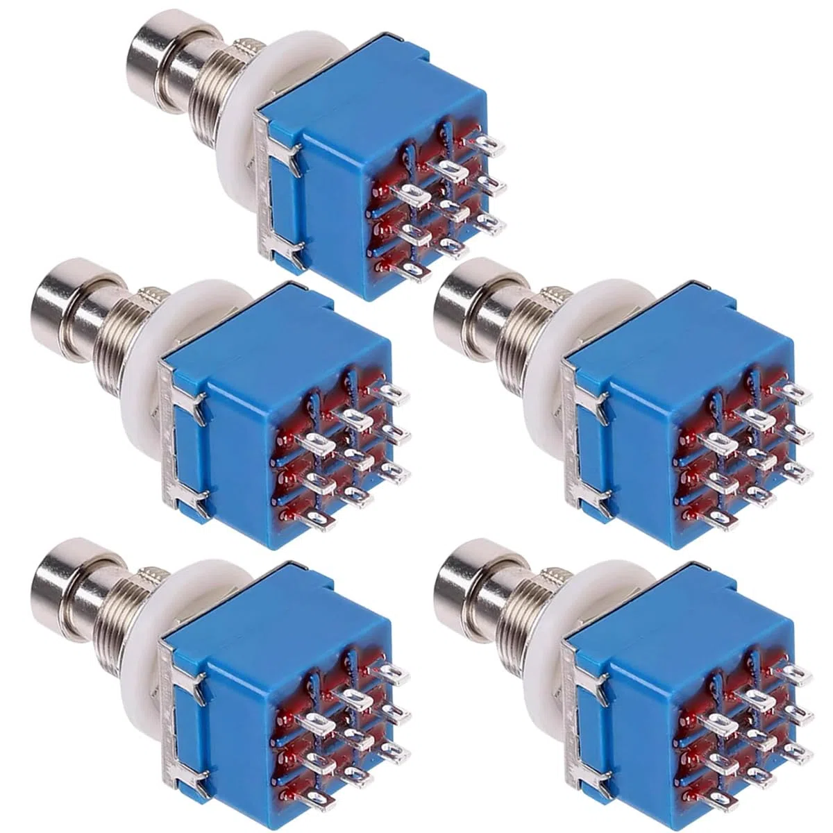 5Pièces 3PDT 9 Broches Interrupteur pour Pédale D'effet Guitare Stomp True Bypass Commutateur au Pied Bouton Poussoir Verrouillage Guitare Effets AC 250V/3A 125V/6A