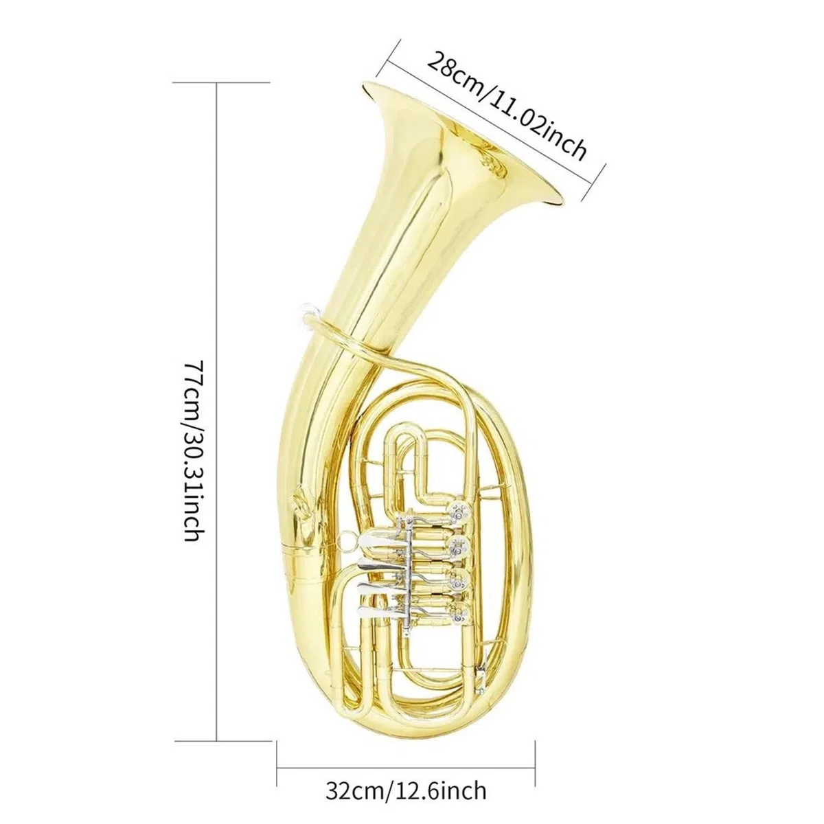 Kit Deuphonium Euphonium À Quatre Touches Inférieures Professionnel Cuivres Avec Accessoires Complets(2)