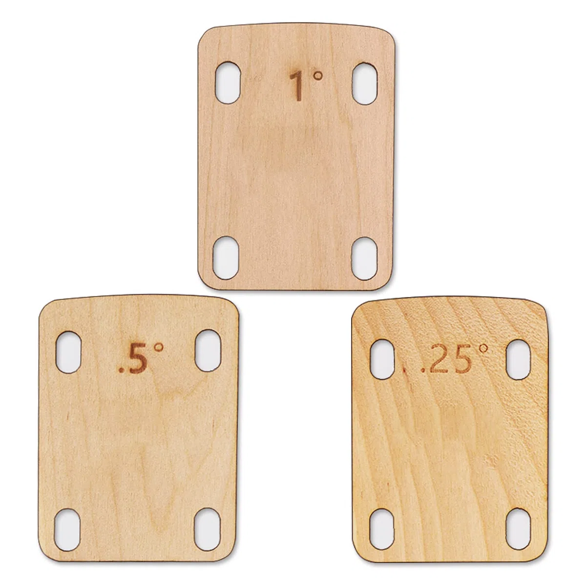 3 Pièces Cales de Manche de Guitare, Bois d'Érable Massif Cales de Manche de Guitare Protection 0,25, 0,5 et 1 Degré Plaque de Manche de Guitare Outil pour Guitare Basse Réparation