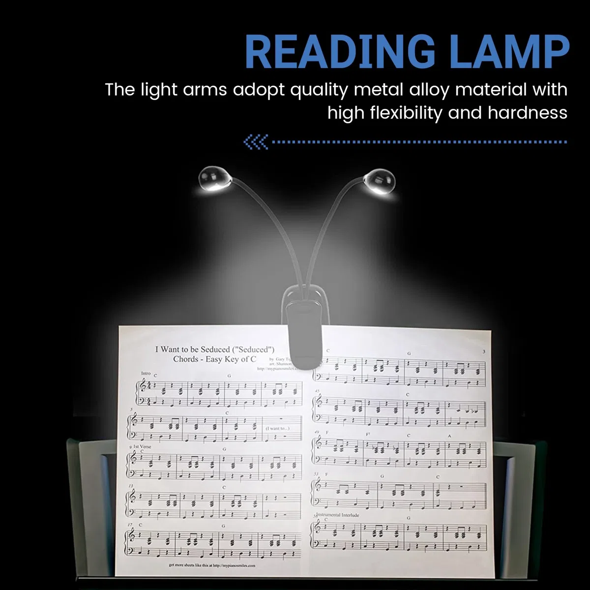 PRATYAHARA 2 PièCes Support de Musique LumièRe Clip sur LED Livre LumièRes Double Bras Lampes de Lecture pour Livres au Lit Clip RéGlable à 360 DegréS