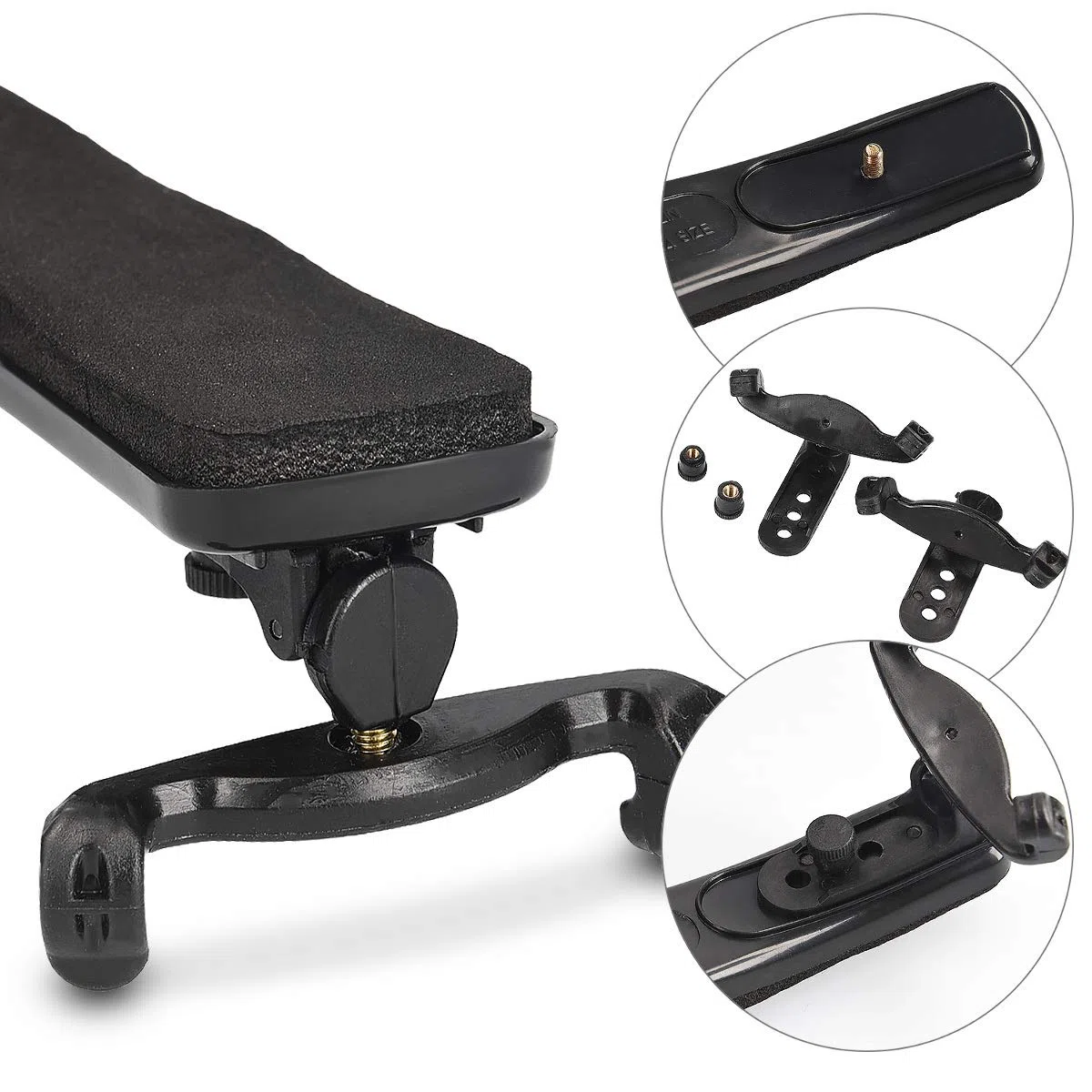 kwmobile Épaulière de Violon 1/2 - Coussin de Violon Support Épaule - Accessoire pour Débutant et Professionnel - Angle Réglable - Noir