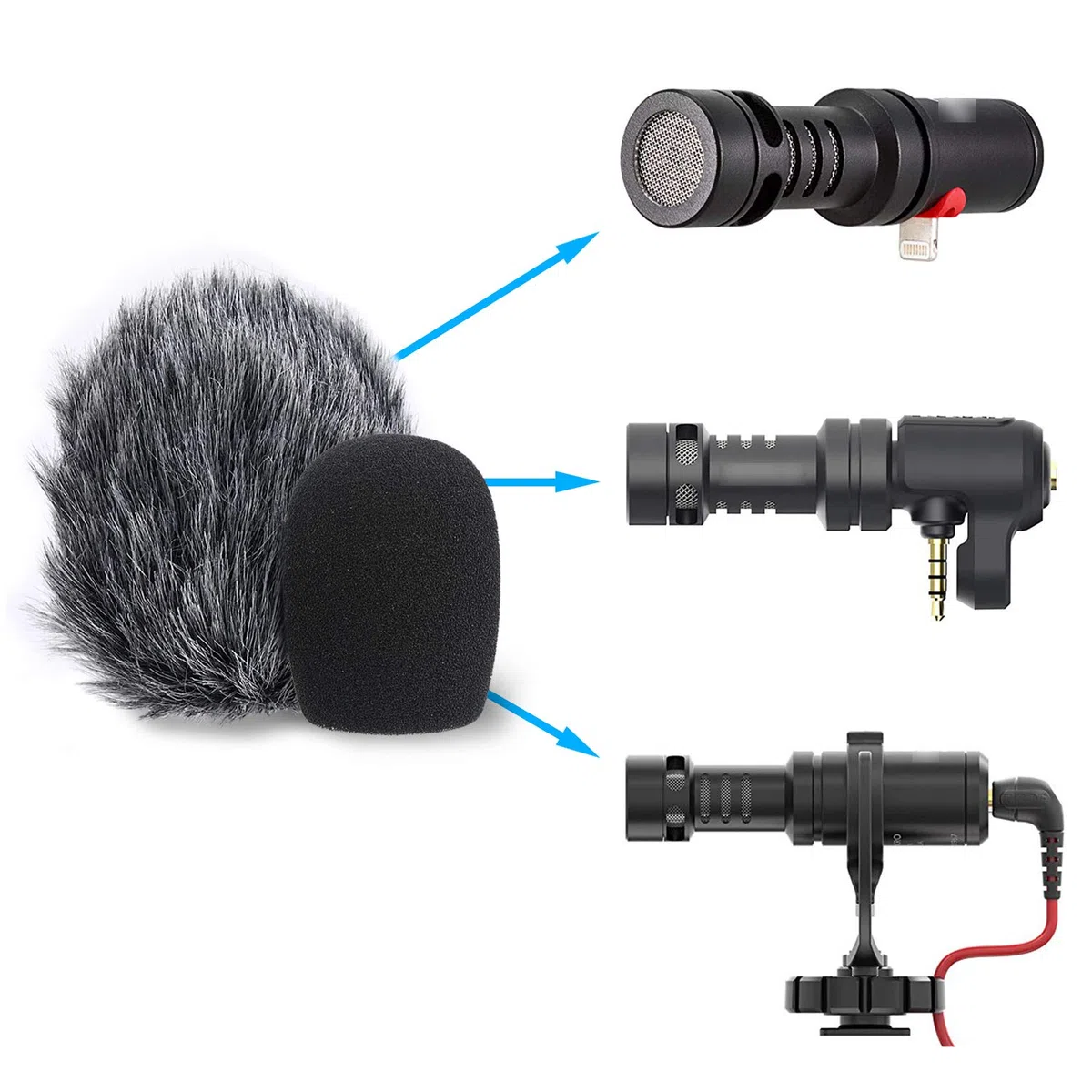 YOUSHARES Bonnette Pare-Brise, Anti Vent Bonnet Fourrure et Filtre Anti Pop Mousse Kit pour Rode VideoMicro et VideoMic Me Me-L (2 Packs)