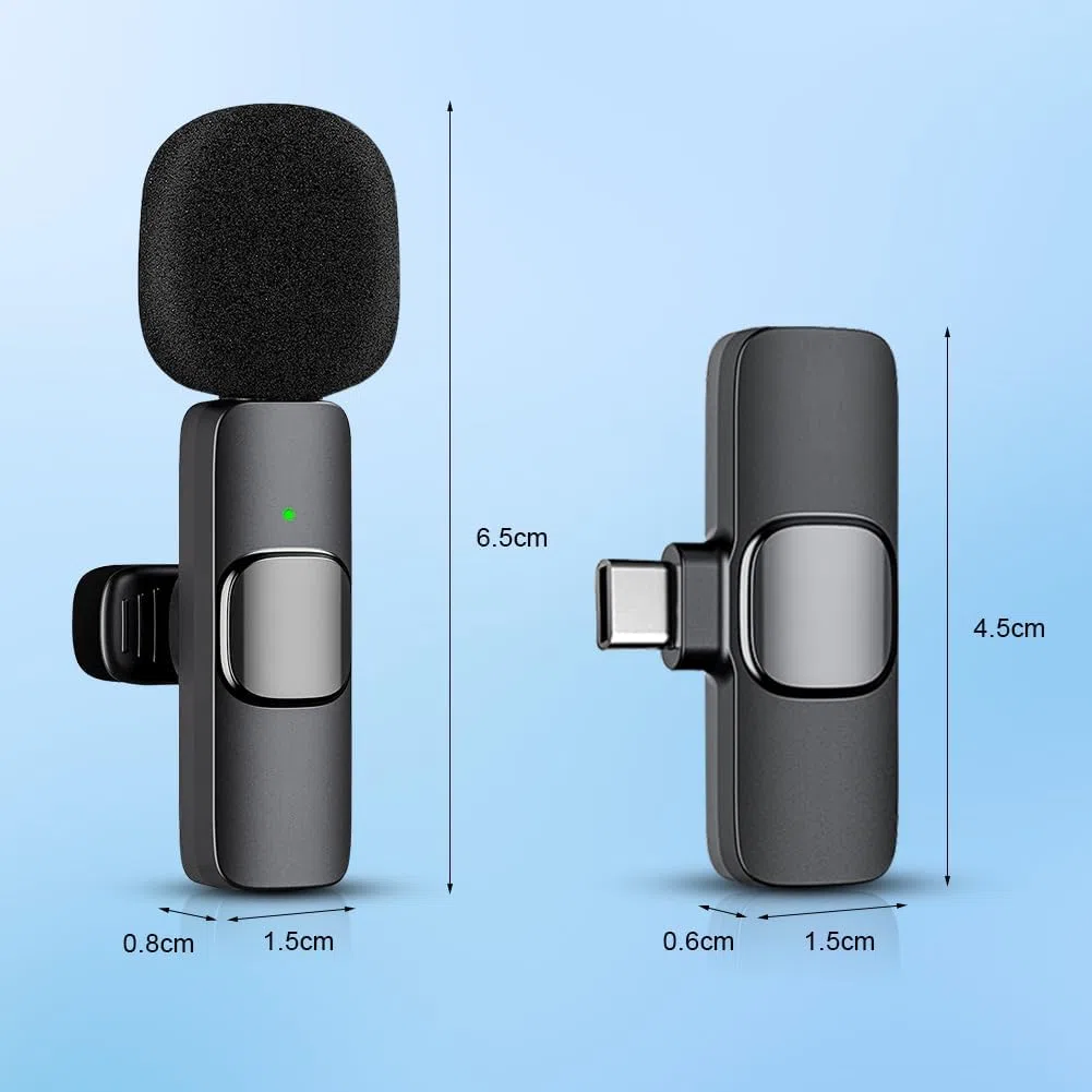 Lavalier Microphone sans fil Plug and Play Mini microphone Bluetooth USB C Microphones pour iPhone iPad Android pour Live, enregistrement vidéo, YouTube, Vlog
