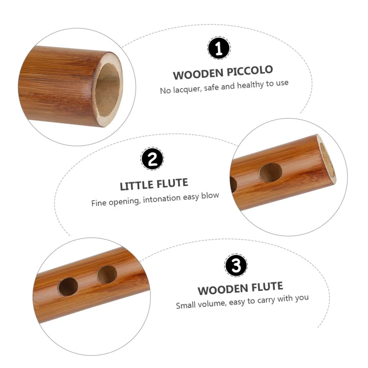 VILLCASE Flûte Piccolo En Bois c Clé Instrument De Musique Traditionnel Pratique Sans Laque Polissage Miroir Livrée Paquet En Velours Petite Flûte Portable Pour Débutants Solide