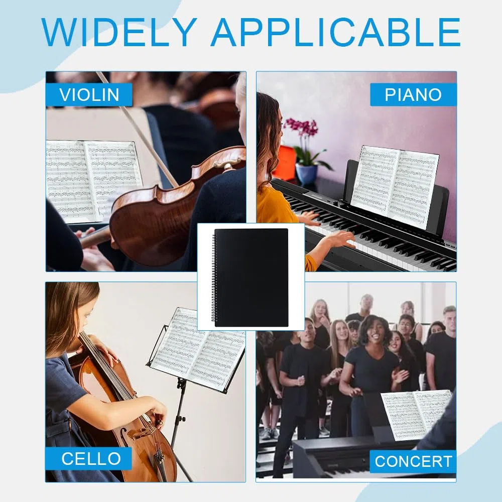 Porte Partition Chorale A4,10 Pochettes/20 PagesNoir Chemises pour Partitions, Porte Documents pour Piano et Musiciens
