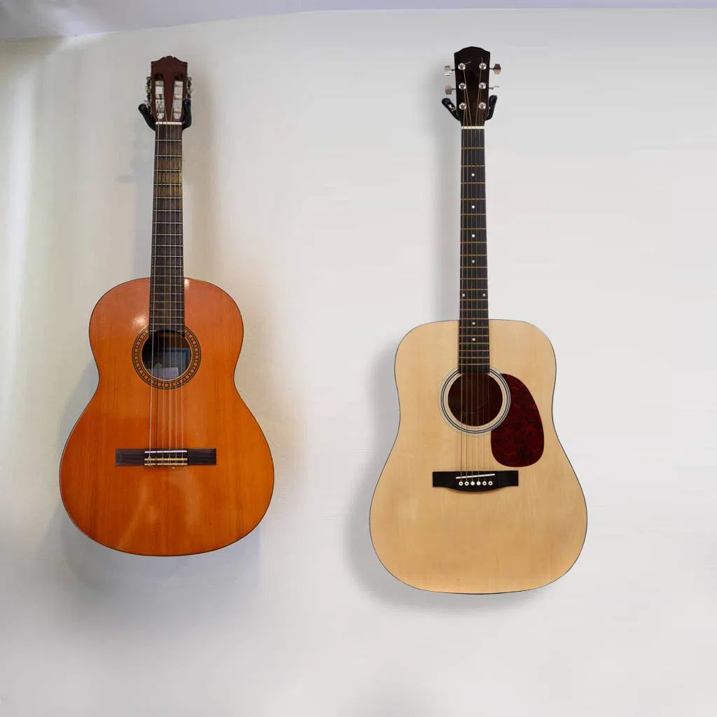 Lot de 2 Support Guitare Mural, Support Mural Ukulele, Guitare Electrique, Guitare Classique, Basse, Accroche Guitare Mural