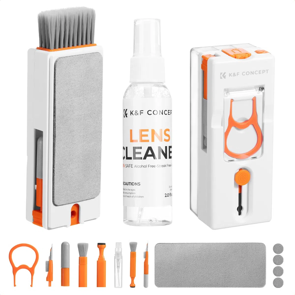 K&F CONCEPT Kit Nettoyage Clavier Ordinateur 11 in 1 avec Nettoyant 60ml, Kit de Nettoyage Multifonction pour Appareils Électroniques, Téléphone, Tablette, Pc, Appareil Photo, Clavier, Écouteurs