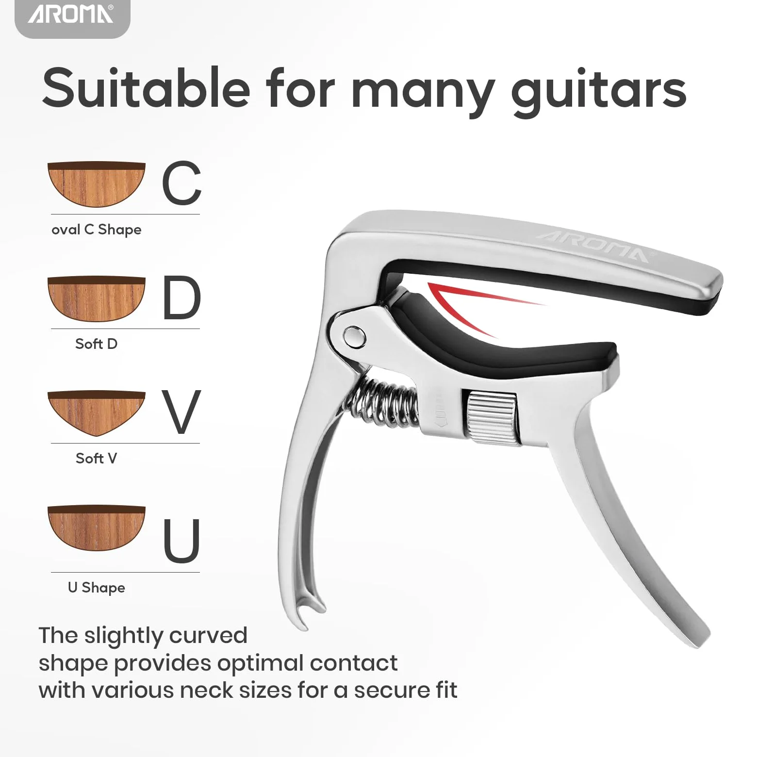 Aroma Capodastre Professionnel de guitare à Tension réglable avec Déclencheur pour Guitares Acoustiques et Électriques 6 Cordes avec Extracteur de Chevilles de Chevalet