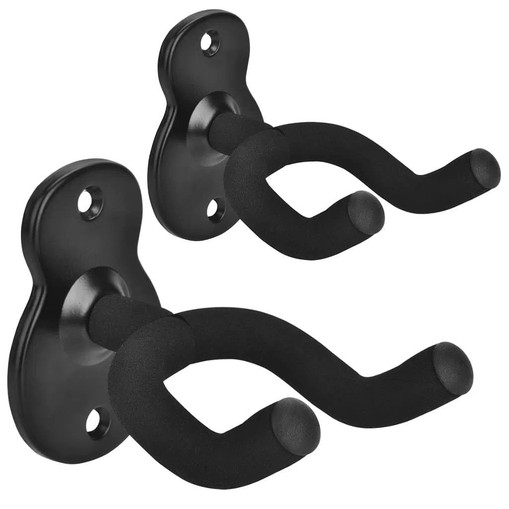 Lot de 2 Support Guitare Mural, Support Mural Ukulele, Guitare Electrique, Guitare Classique, Basse, Accroche Guitare Mural