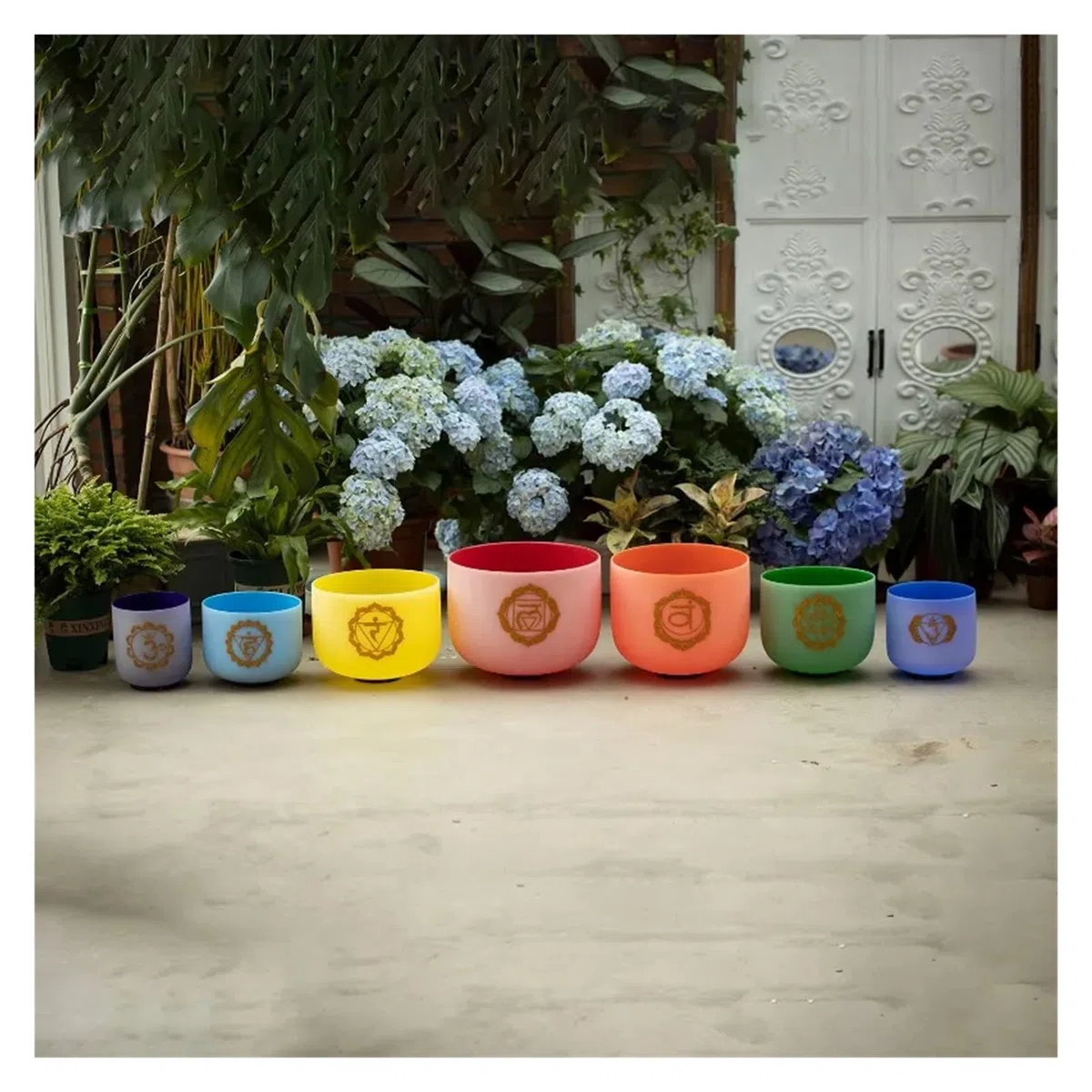 Bol chantant en quartz, Ensemble de bols chantants en quartz cristal for la pleine conscience avec sac 8-14 po(8 14IN With Bag)