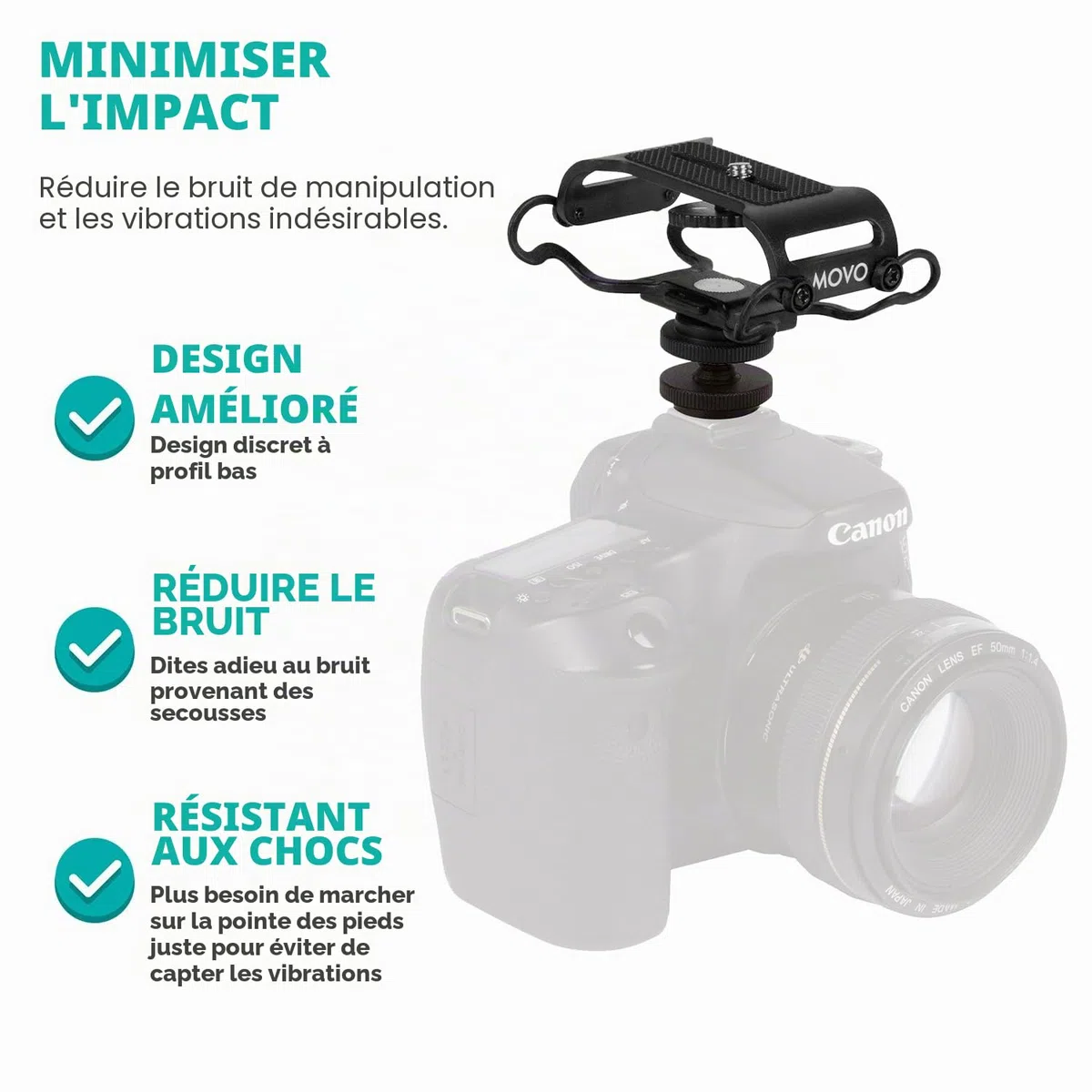 Movo SMM5-B Support antichoc universel pour microphone et enregistreur portable – Compatible avec Zoom H1n, H2n, H4n, H5, H6, Tascam DR-40x, DR-05x, DR-07x et autres avec une vis de montage de 6,35 mm
