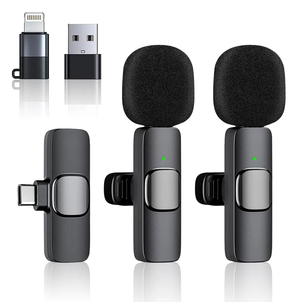 Lavalier Microphone sans fil Plug and Play Mini microphone Bluetooth USB C Microphones pour iPhone iPad Android pour Live, enregistrement vidéo, YouTube, Vlog