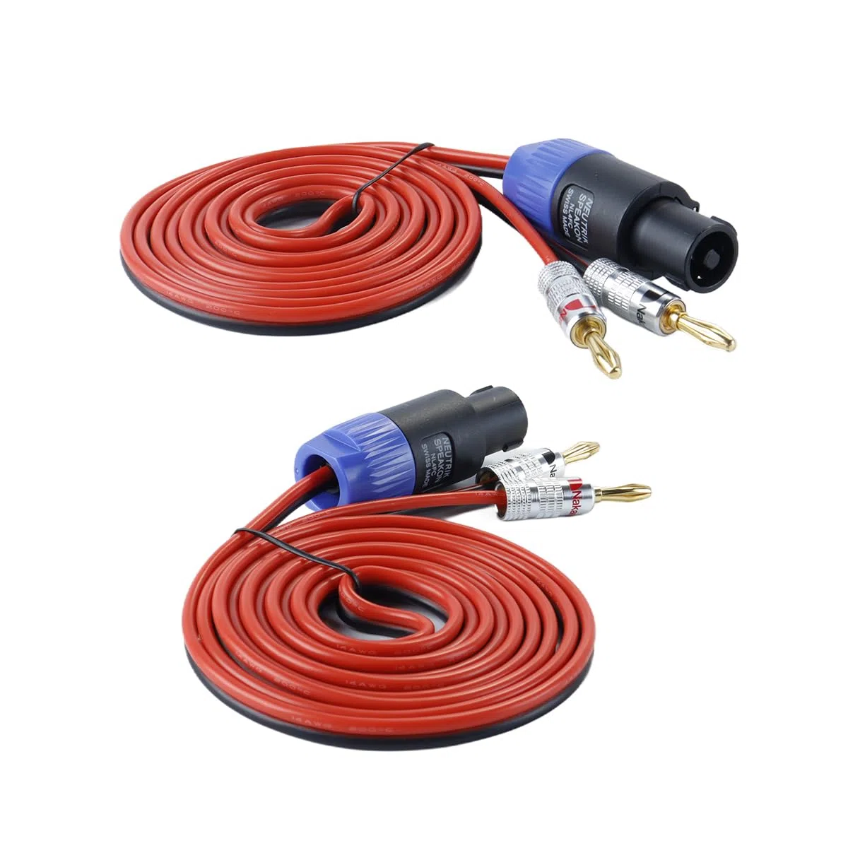 Câble Speakon banane vers mâle – Double extrémité banane pour haut-parleurs, amplificateurs de puissance et retours de scène (2,0 m)