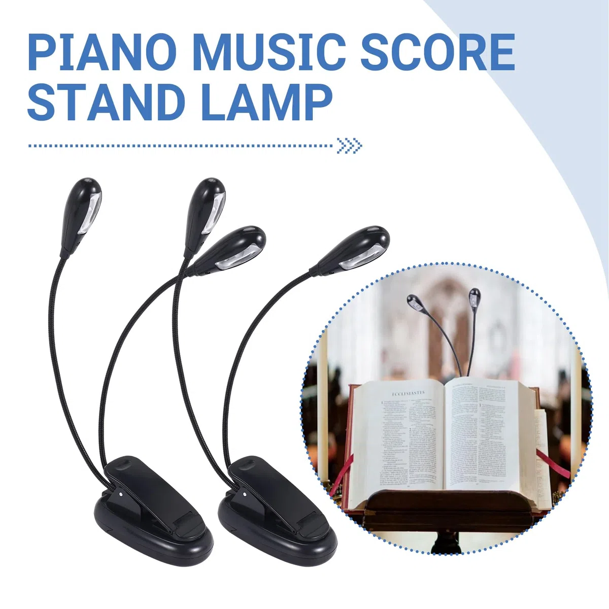 PRATYAHARA 2 PièCes Support de Musique LumièRe Clip sur LED Livre LumièRes Double Bras Lampes de Lecture pour Livres au Lit Clip RéGlable à 360 DegréS