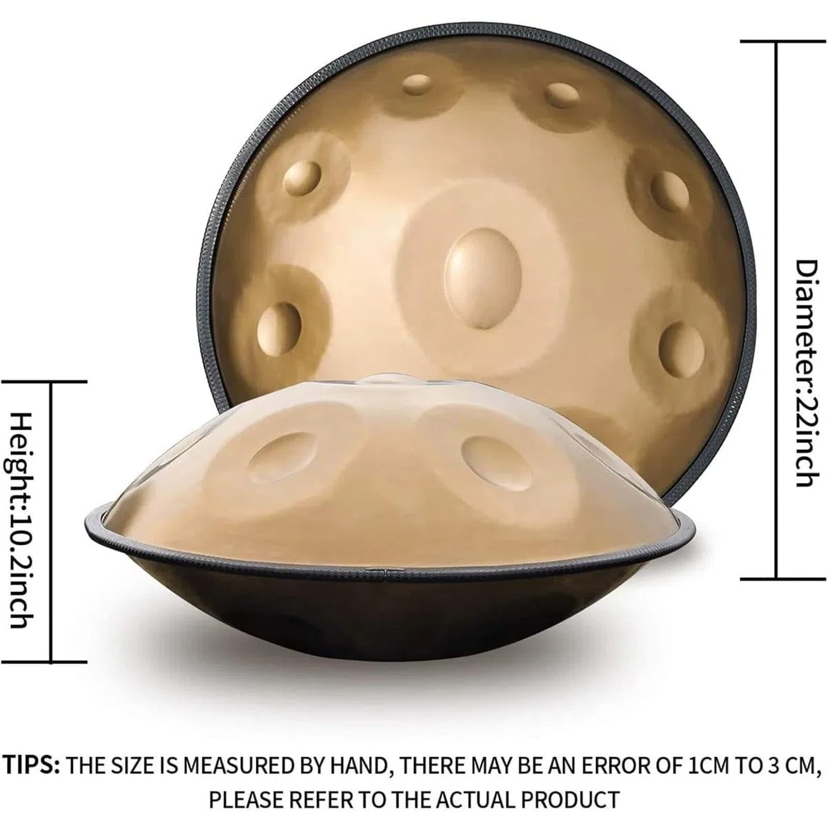 Handpan Drum D Minor 440 Hz 17 notes 22 pouces en acier
