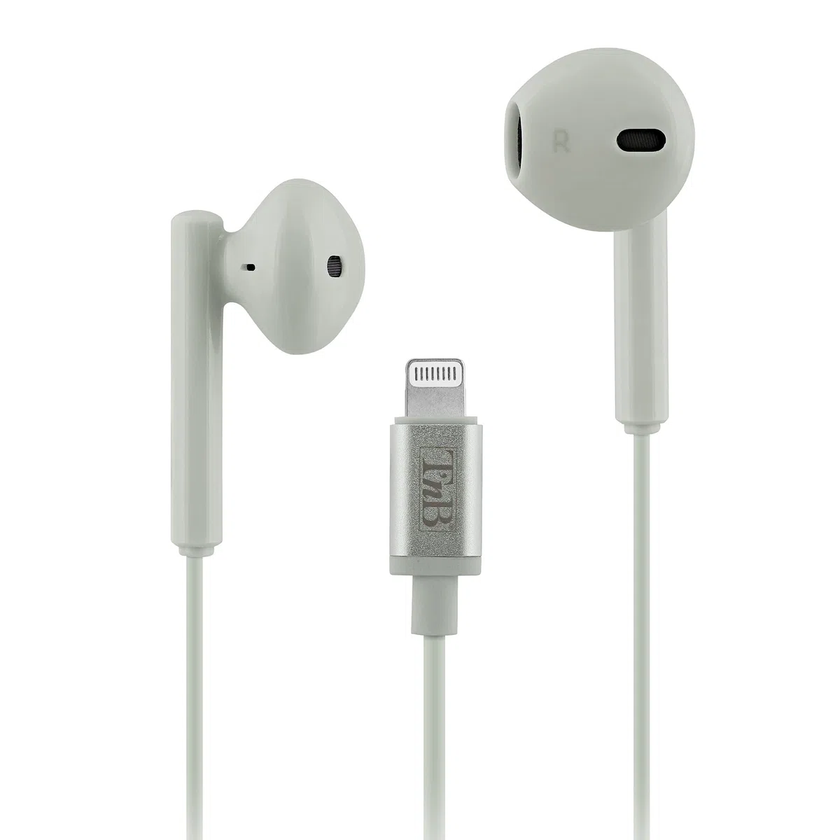 T'nB - Ecouteurs Filaires, Connecteur Lightning, Semi Intra Auriculaire, Son Stéréo, Microphone Intégré, Casque Compatible pour Apple iPhone/iPad, Certifiés MFI– Gris