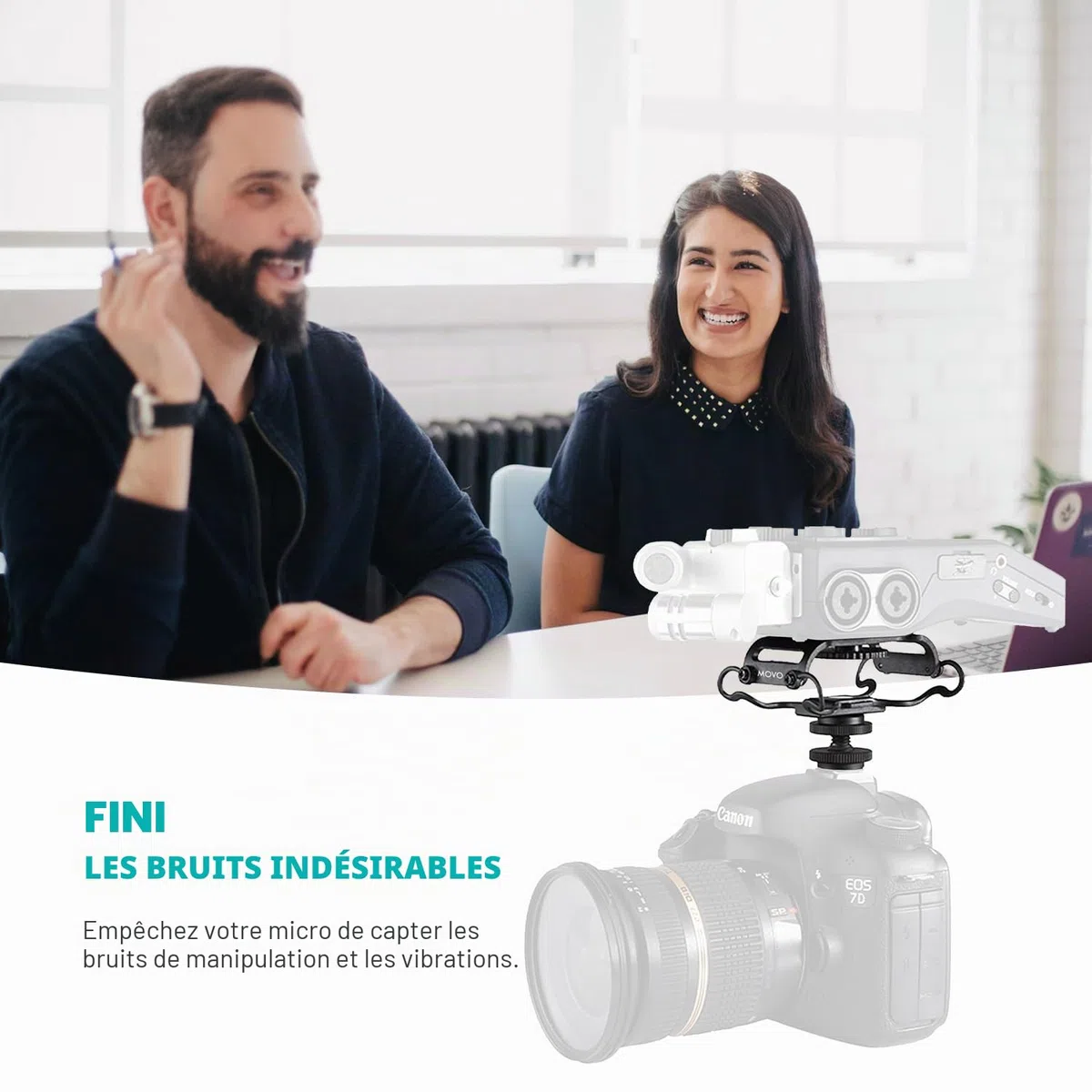 Movo SMM5-B Support antichoc universel pour microphone et enregistreur portable – Compatible avec Zoom H1n, H2n, H4n, H5, H6, Tascam DR-40x, DR-05x, DR-07x et autres avec une vis de montage de 6,35 mm