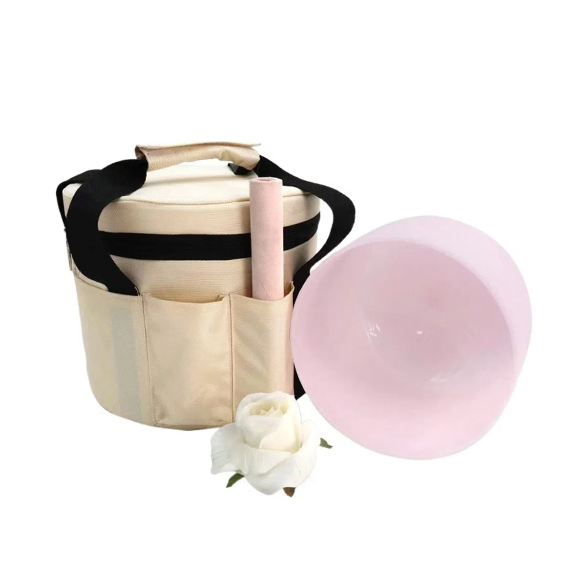 Bol Chantant en Cristal de Quartz Rose de 13 Pouces for la méditation sonore du Yoga