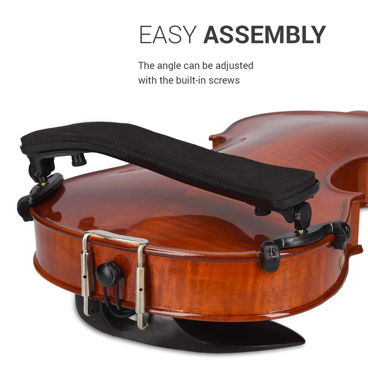 kwmobile Épaulière de Violon 1/2 - Coussin de Violon Support Épaule - Accessoire pour Débutant et Professionnel - Angle Réglable - Noir