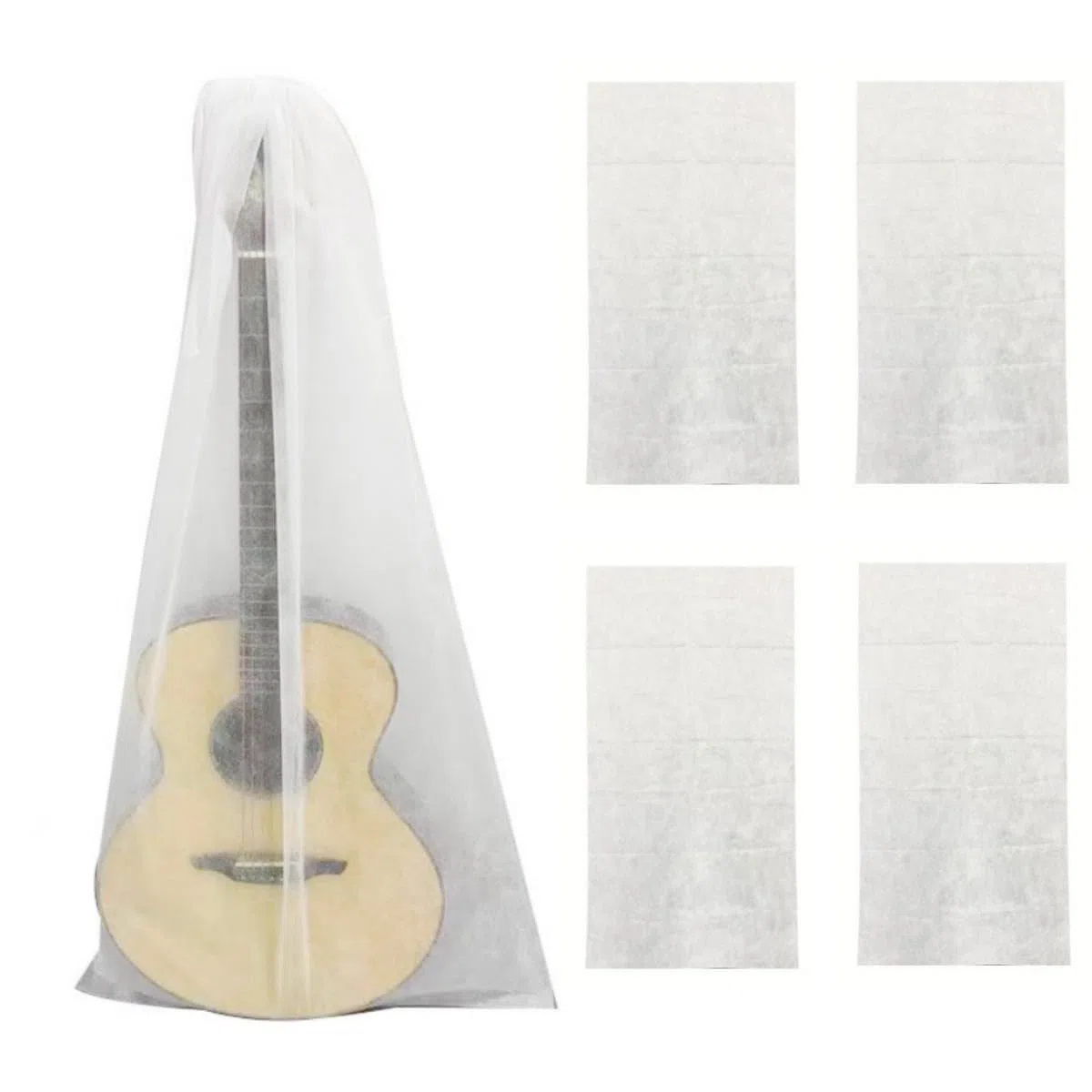 Lot de 4 Housses de Protection Anti-poussière en Tissu Non tissé Respirant avec revêtement Anti-poussière pour Guitares acoustiques, Basses électriques et Verticales 120 x 60 cm