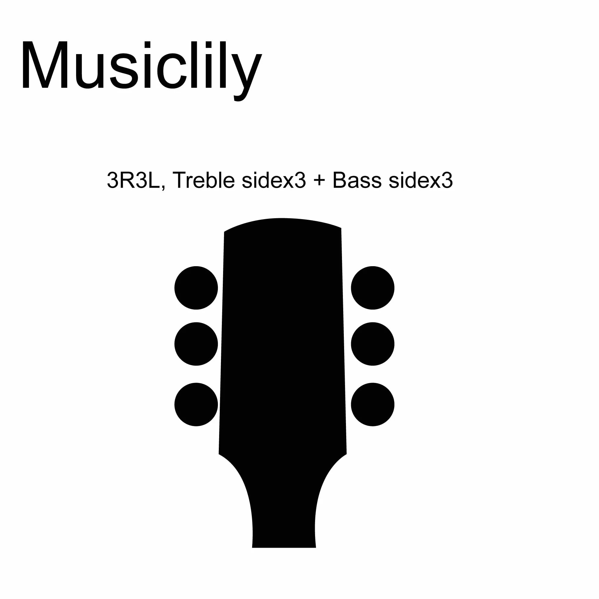 Musiclily Pro Mécaniques 3x3 Style Lyra pour Guitare Classique, Nickel Deux Plaques